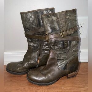 Anthropologie Naya Saffron Green Leather Wrap Boots
